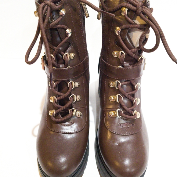 Guess Canaly Lug Sole Block Heel Combat Boots -9 - Picture 2 of 4